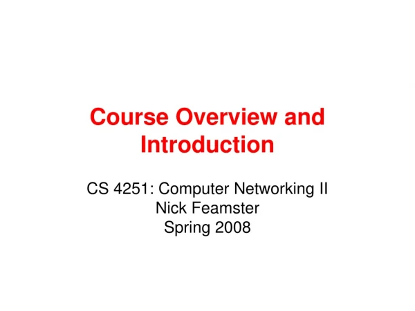 Course Overview and Introduction