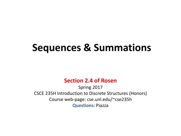 Sequences &amp; Summations