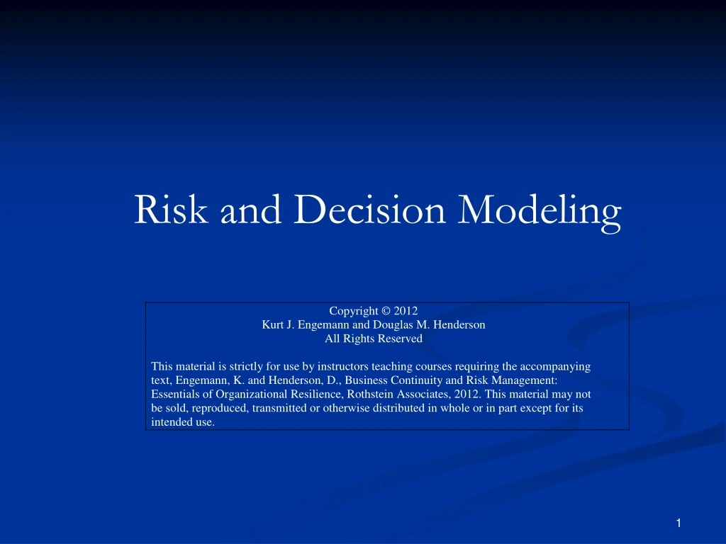 risk and decision modeling