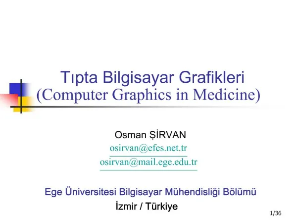 Tipta Bilgisayar Grafikleri Computer Graphics in Medicine