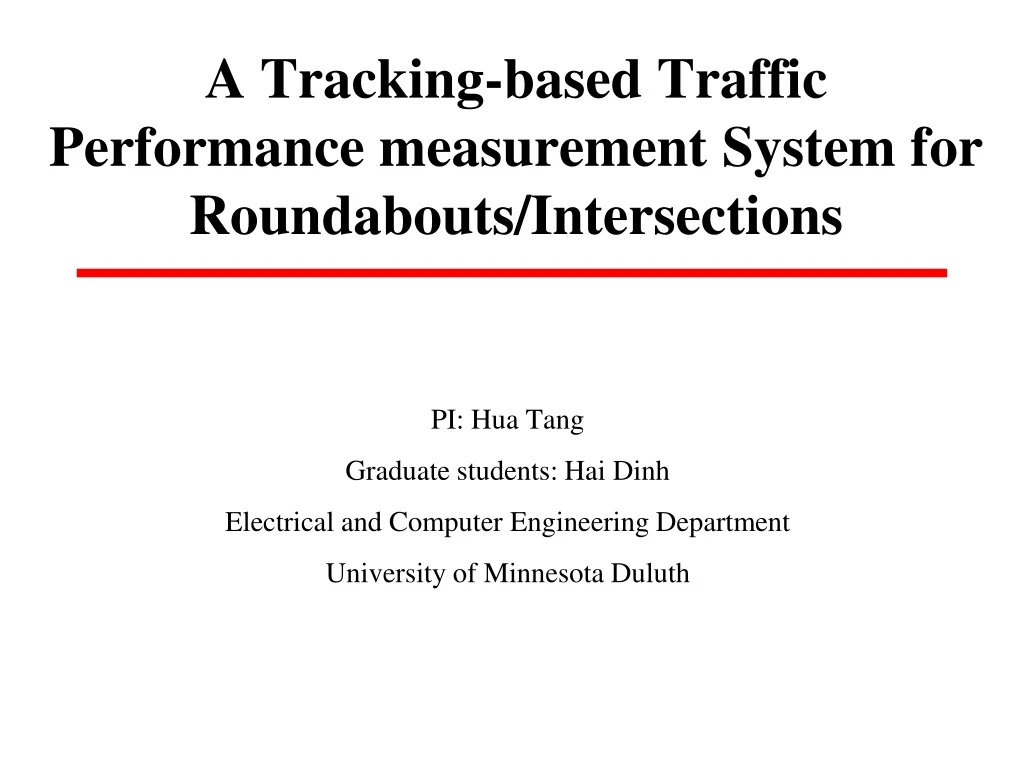 a tracking based traffic performance measurement system for roundabouts intersections