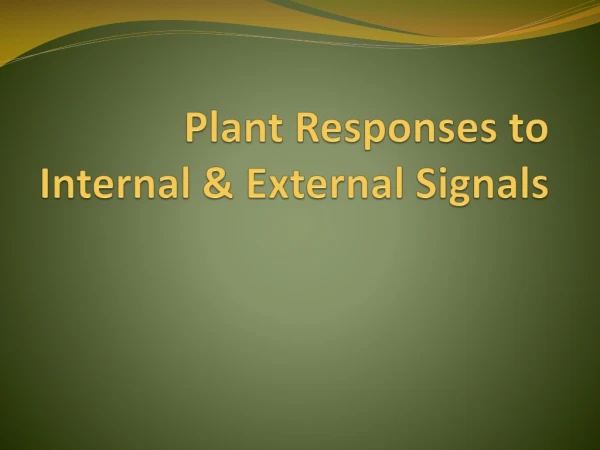Plant Responses to Internal &amp; External Signals