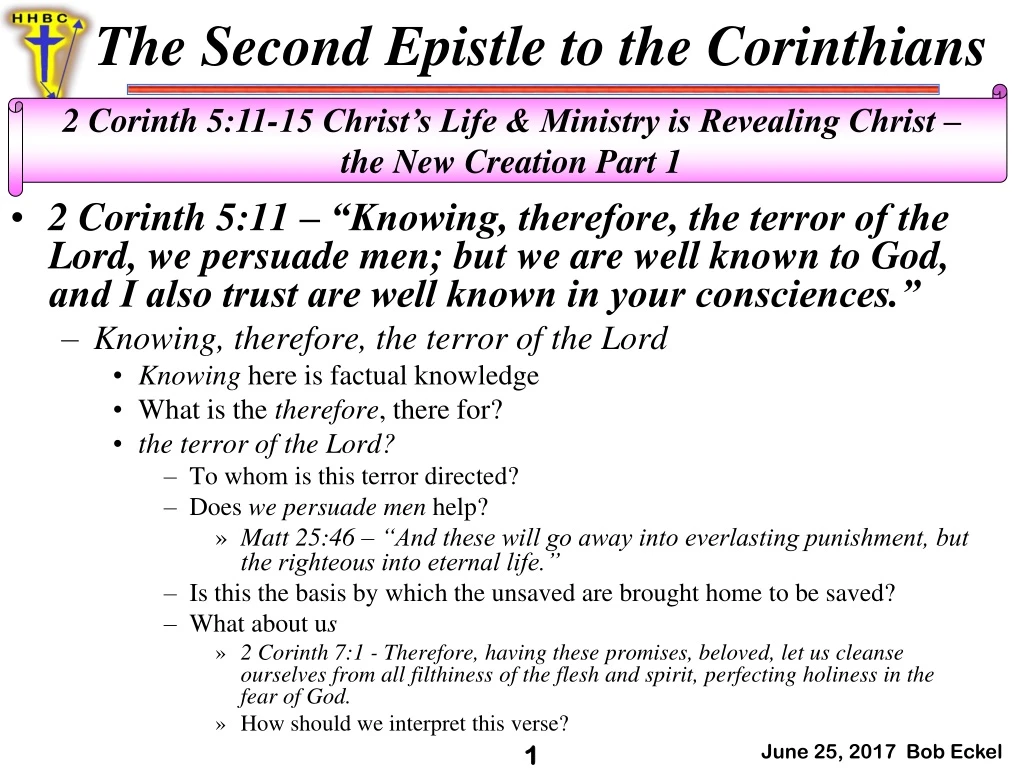 2 corinth 5 11 knowing therefore the terror