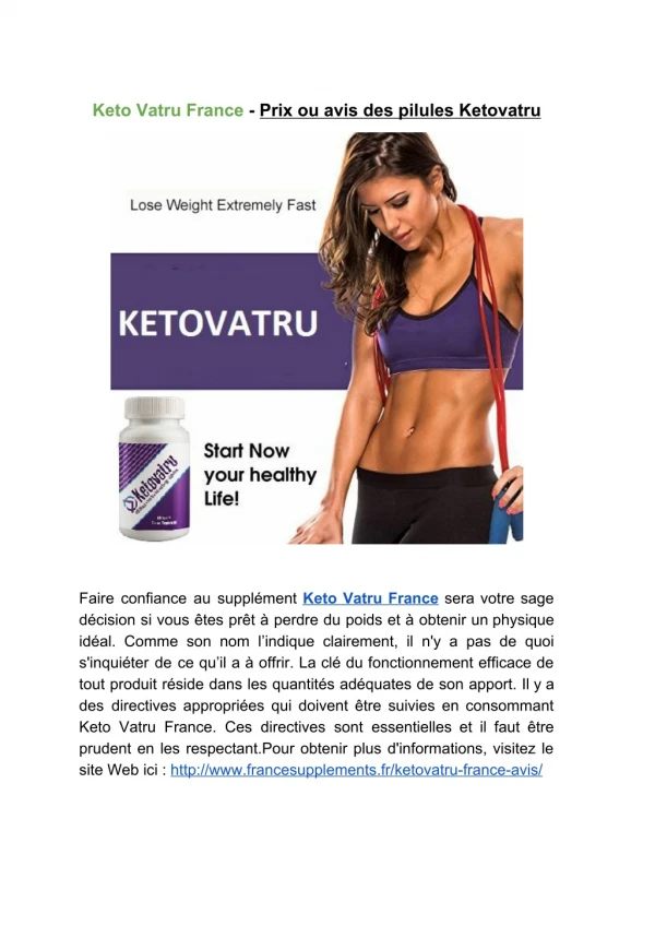 Keto Vatru France - Prix ou avis des pilules Ketovatru