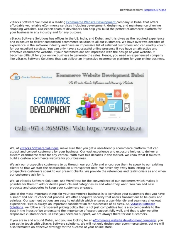 Ecommerce Website Development Dubai