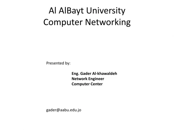 Al AlBayt University Computer Networking