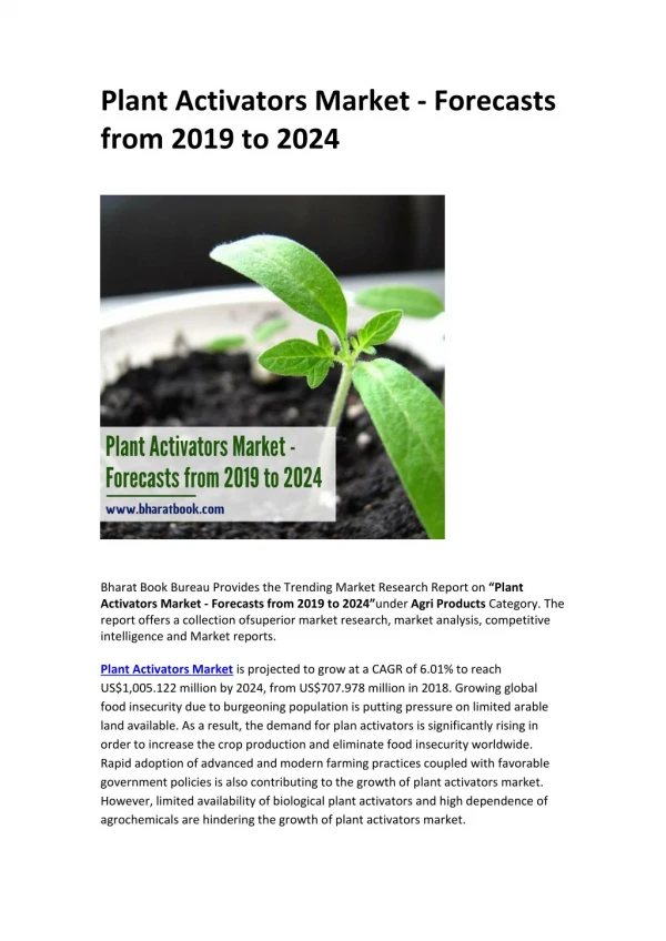 Plant Activators Market - Forecasts from 2019 to 2024