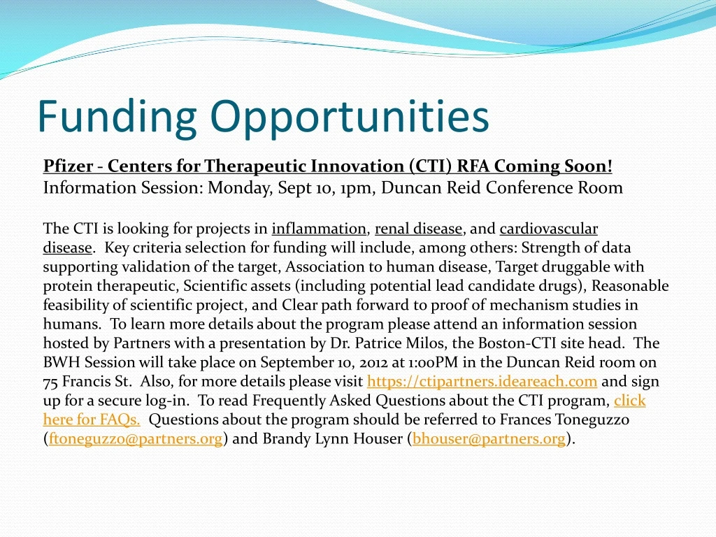 funding opportunities