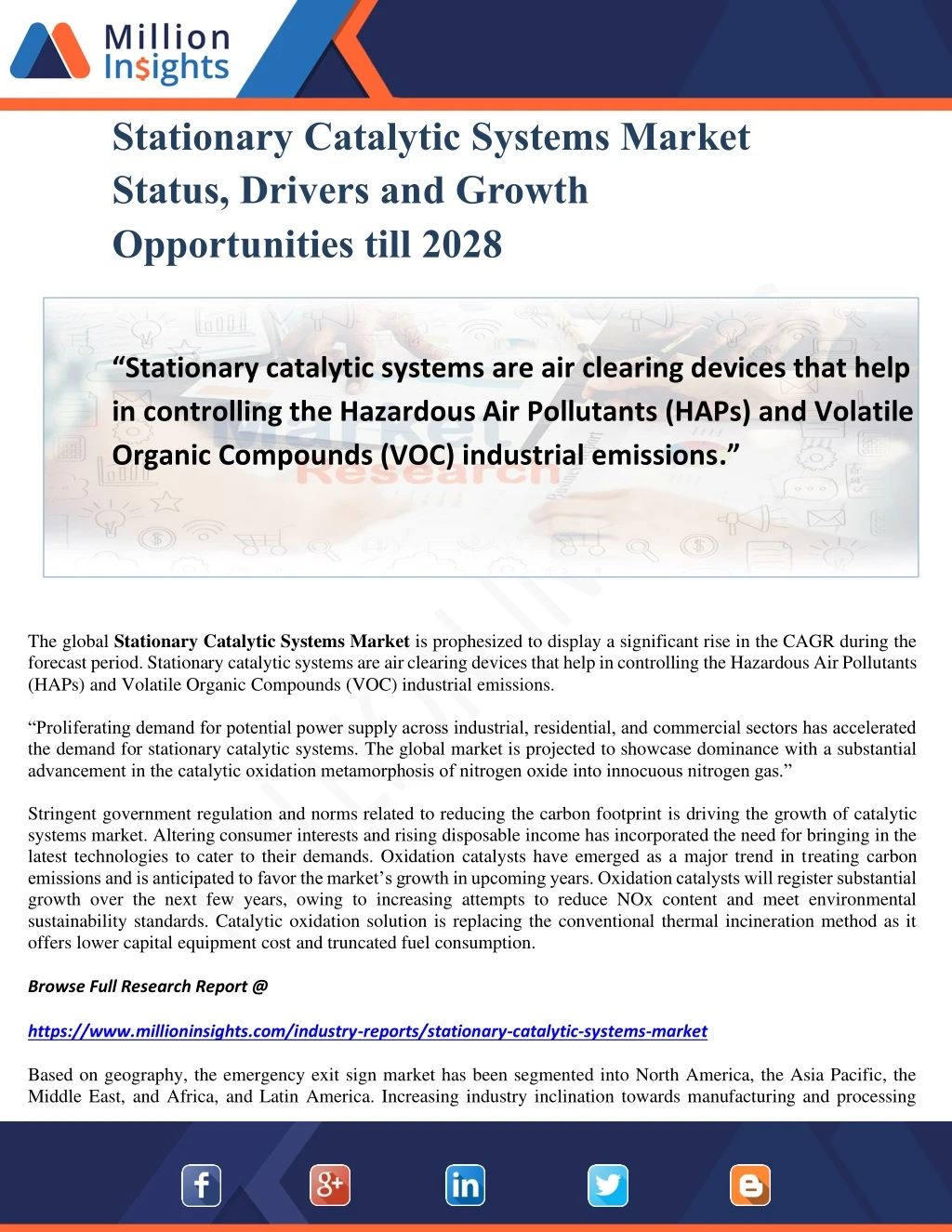 stationary catalytic systems market status