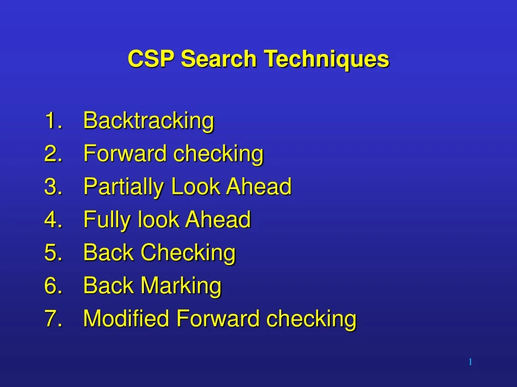 csp search techniques