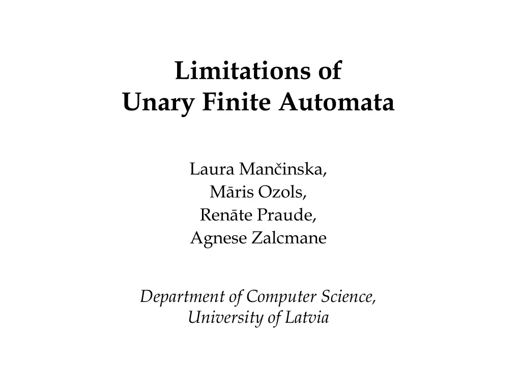 limitations of unary finite automata