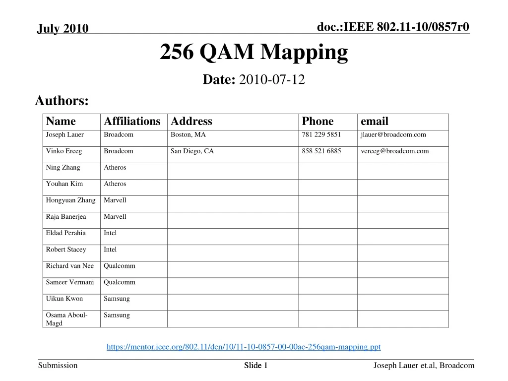 256 qam mapping