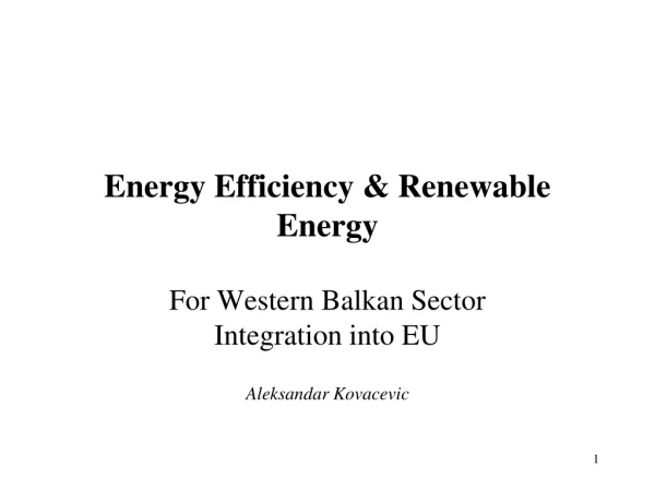 Energy Efficiency &amp; Renewable Energy