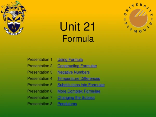 Unit 21 Formula