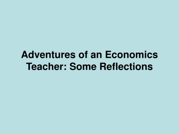 Adventures of an Economics Teacher: Some Reflections