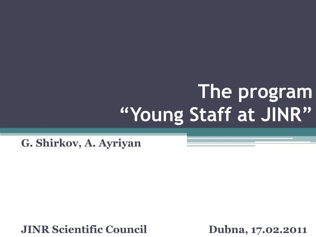 the program young staff at jinr