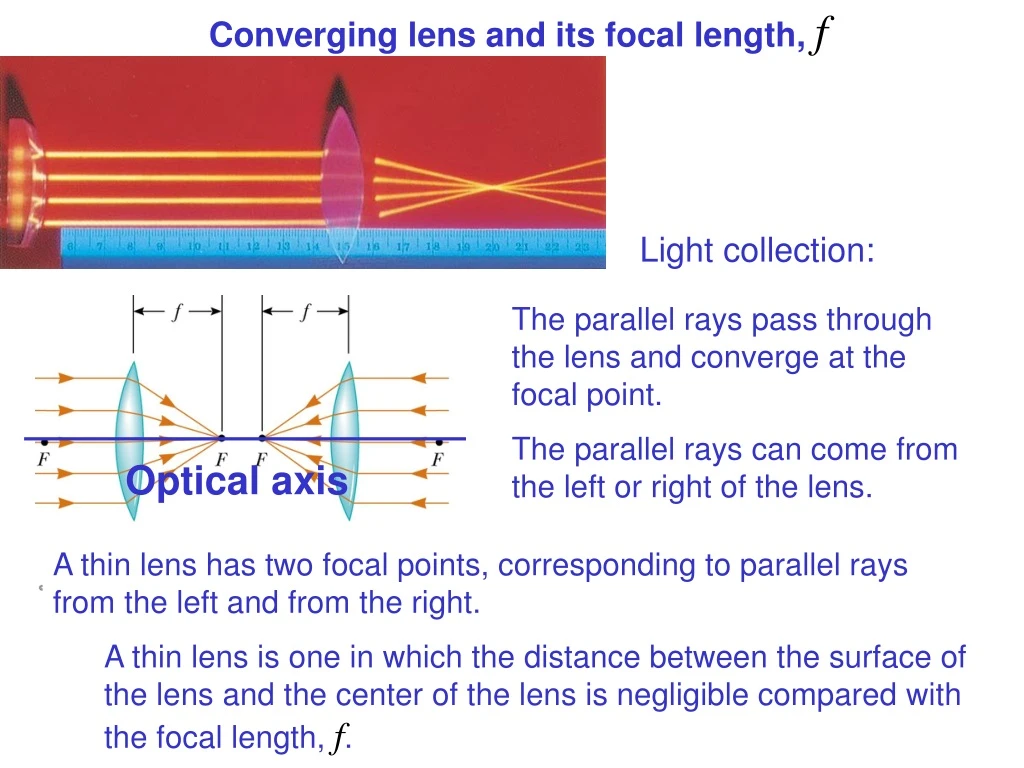 converging lens and its focal length f