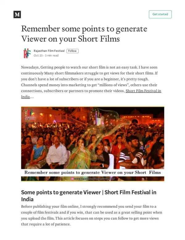 Remember some points to generate Viewer on your Short Films