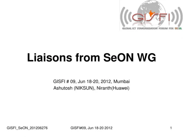 Liaisons from SeON WG