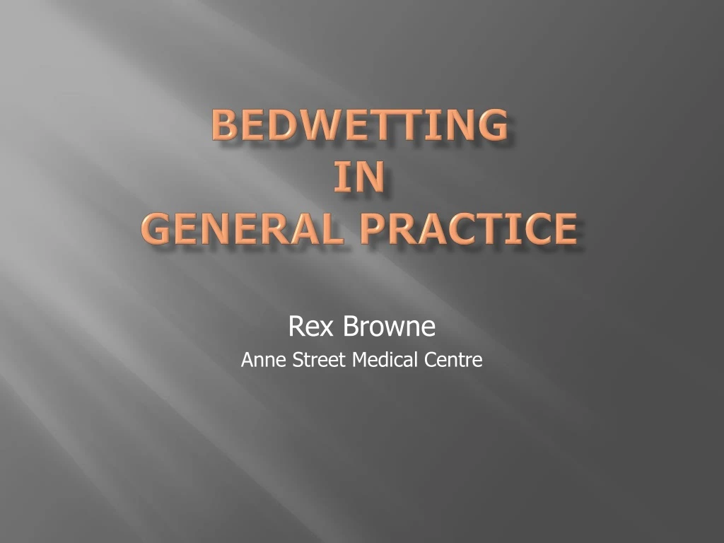 bedwetting in general practice