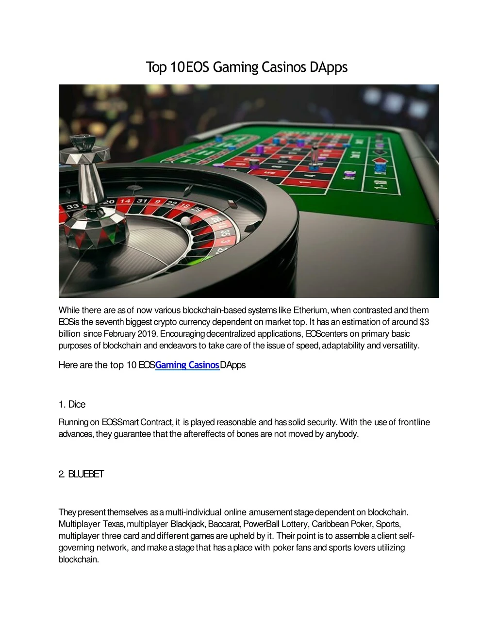 top 10 eos gaming casinos dapps