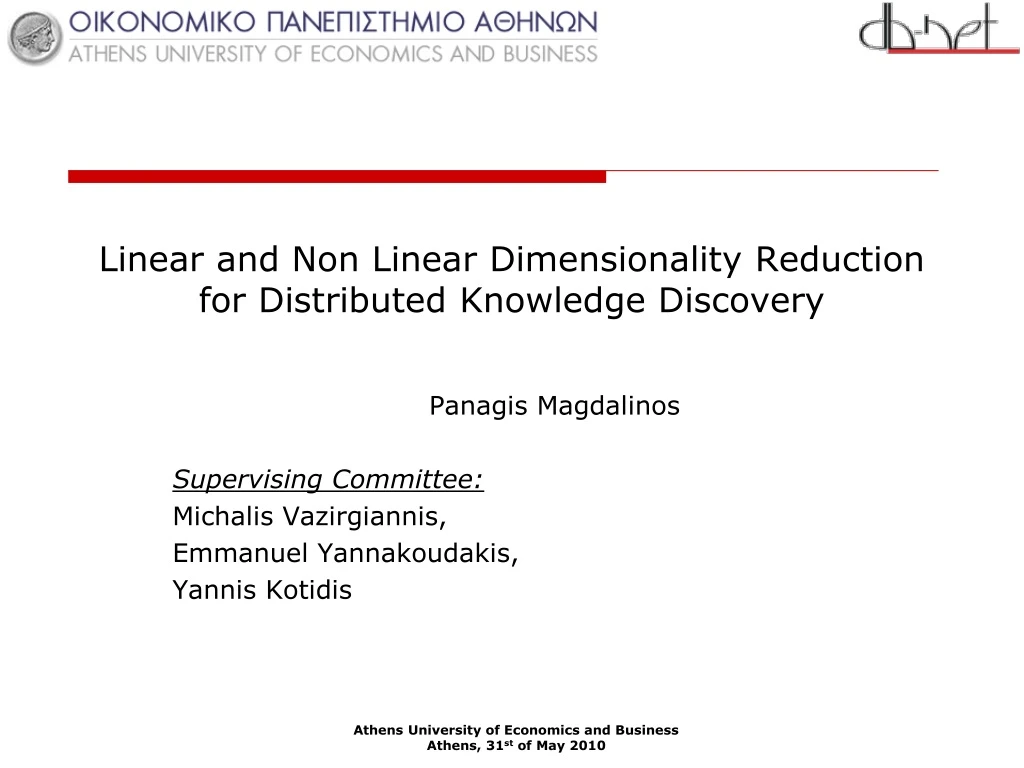 linear and non linear dimensionality reduction for distributed knowledge discovery