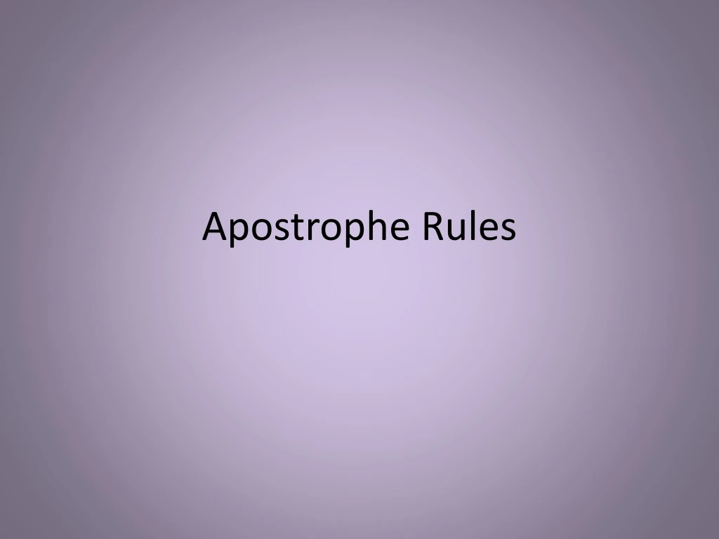 apostrophe rules