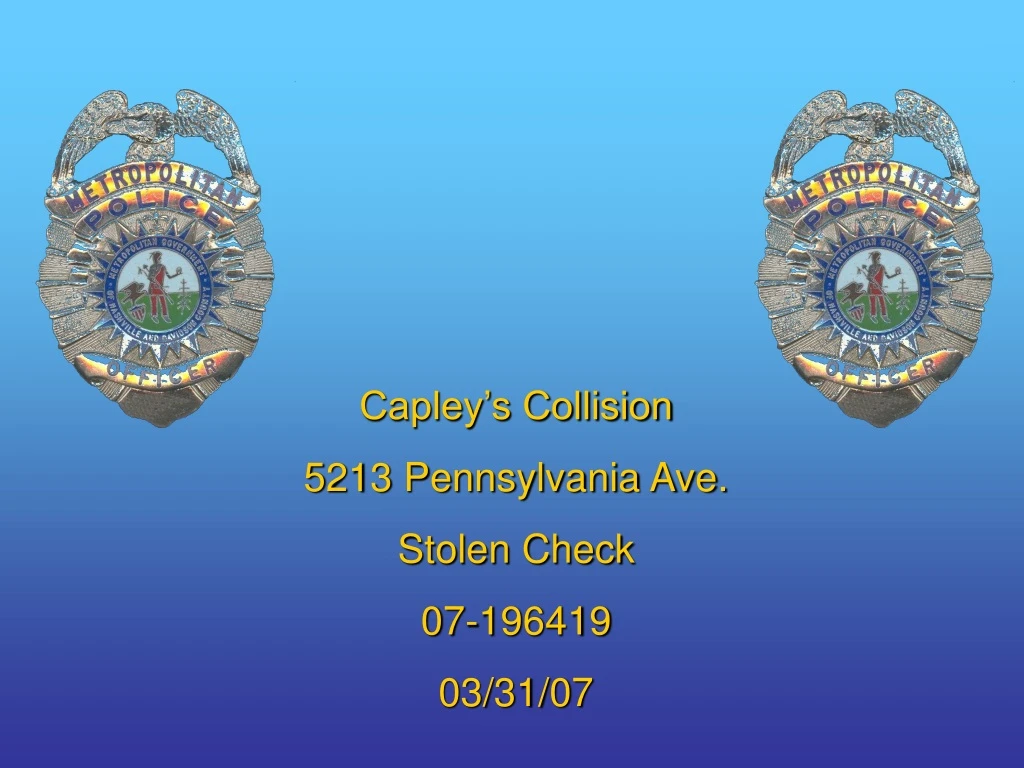 capley s collision 5213 pennsylvania ave stolen