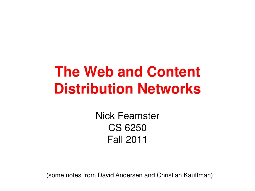 the web and content distribution networks