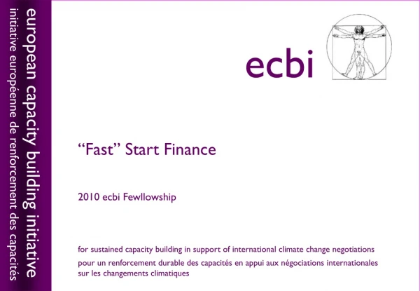 “Fast” Start Finance 2010 ecbi Fewllowship