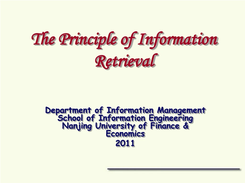 the principle of information retrieval