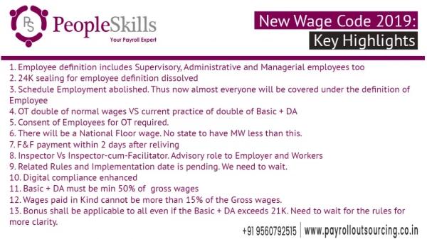 New Wage Code - Key Highlights - PeopleSkills HRtech
