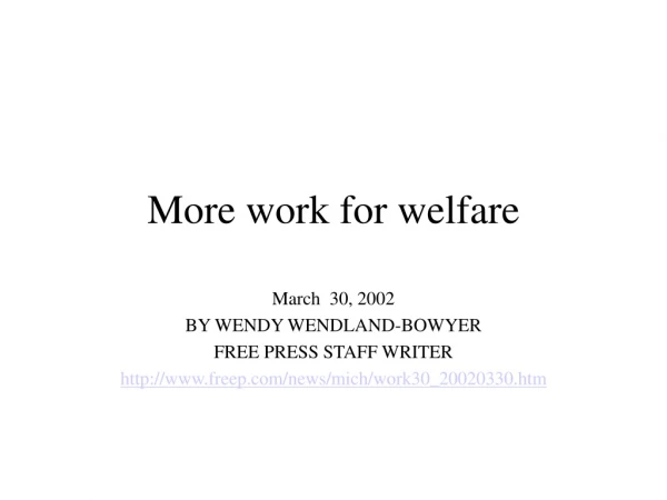 More work for welfare