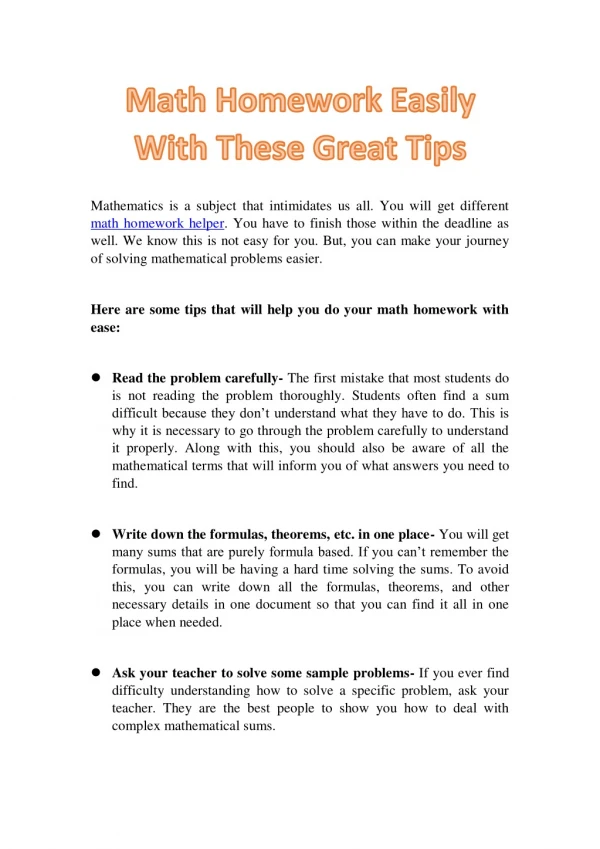 Tips That Will Help To Do Your Homework With Ease