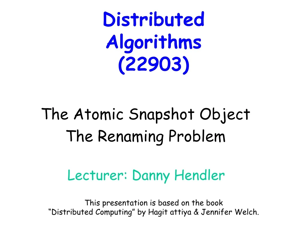 distributed algorithms 22903