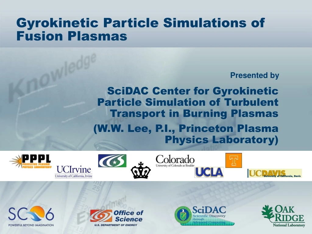 gyrokinetic particle simulations of fusion plasmas