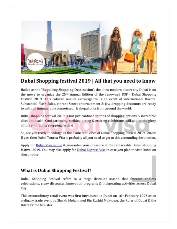 Dubai Shopping festival 2019 | All that you need to know