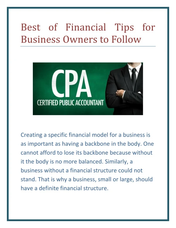 Best of Financial Tips for Business Owners to Follow