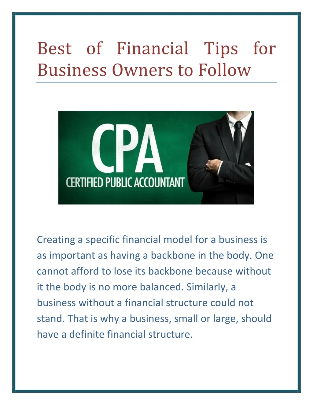 best of financial tips for business owners