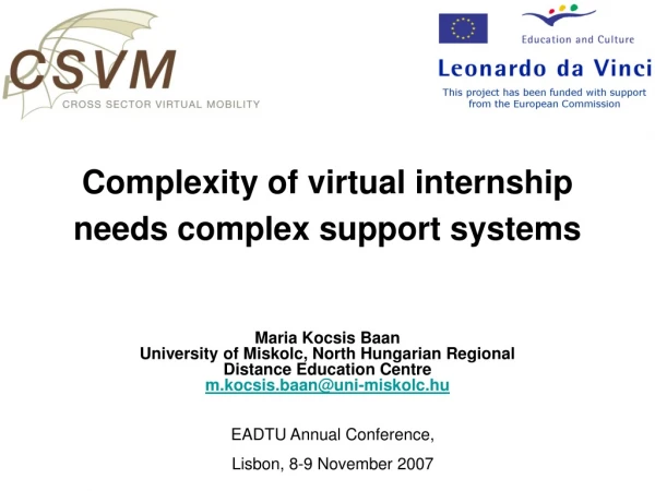 Complexity of virtual internship needs complex support systems