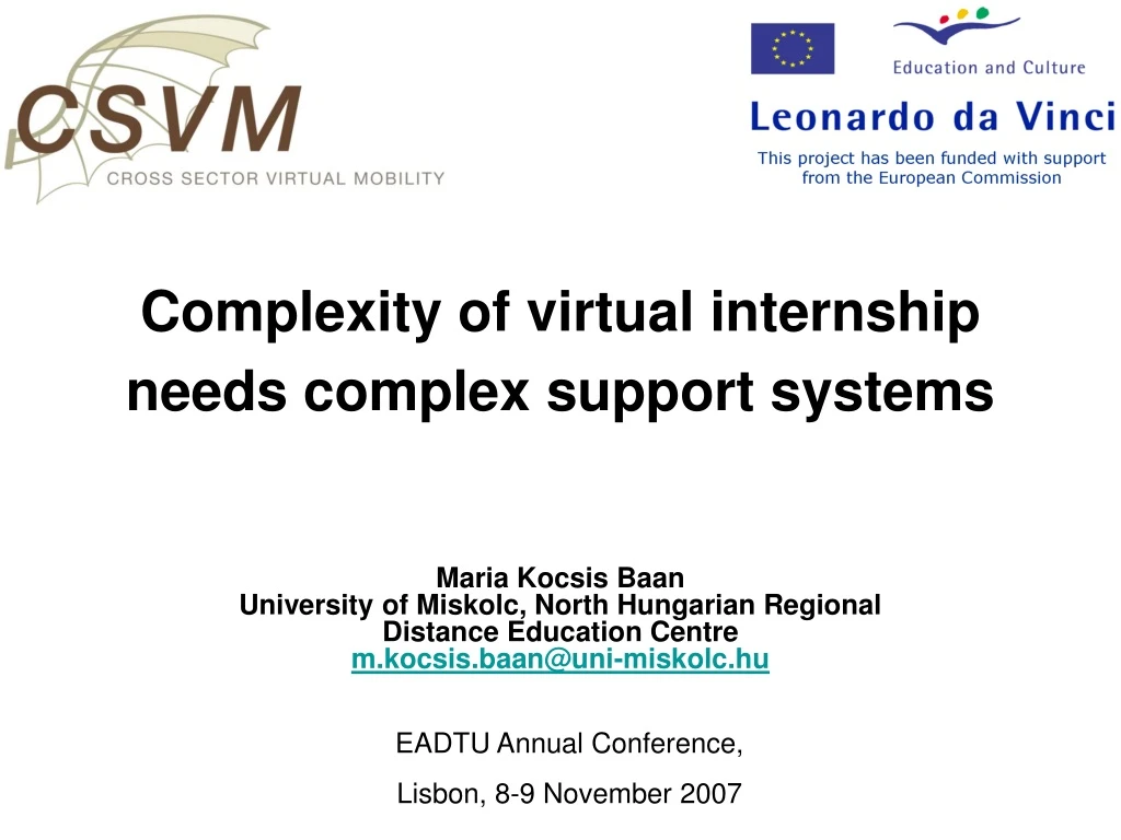 complexity of virtual internship needs complex support systems