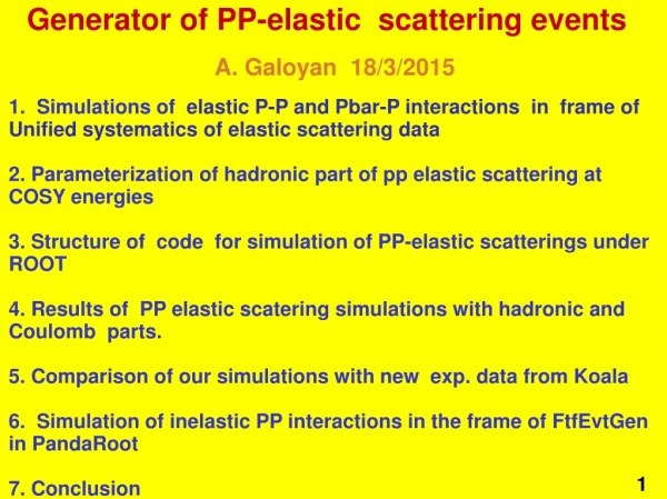 Generator of PP-elastic scattering events
