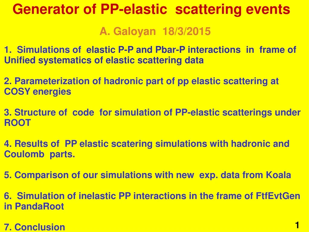 generator of pp elastic scattering events
