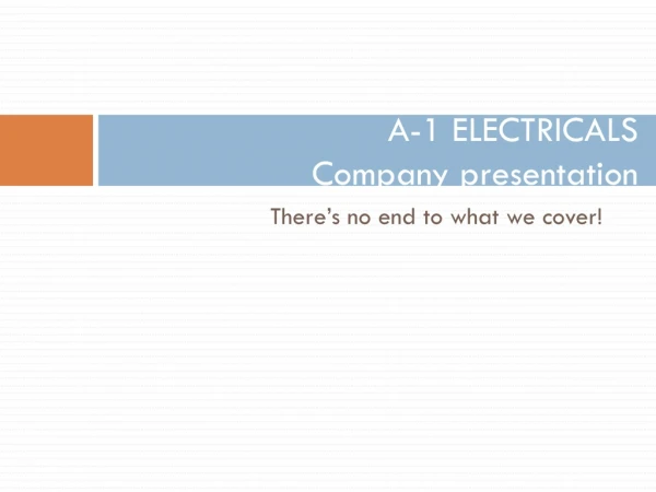 A-1 ELECTRICALS Company presentation