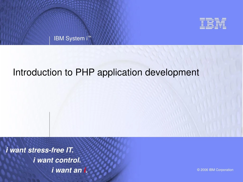 introduction to php application development