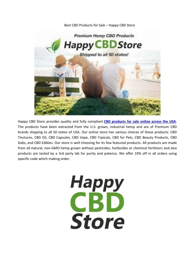 Best CBD products Online Sale - Happy CBD Store