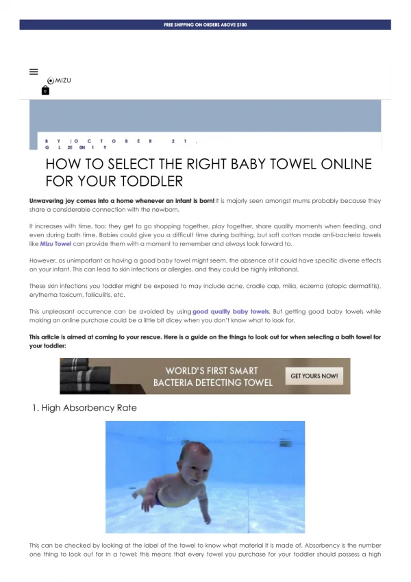 How To Select The Right Baby Towel Online For Your Toddler