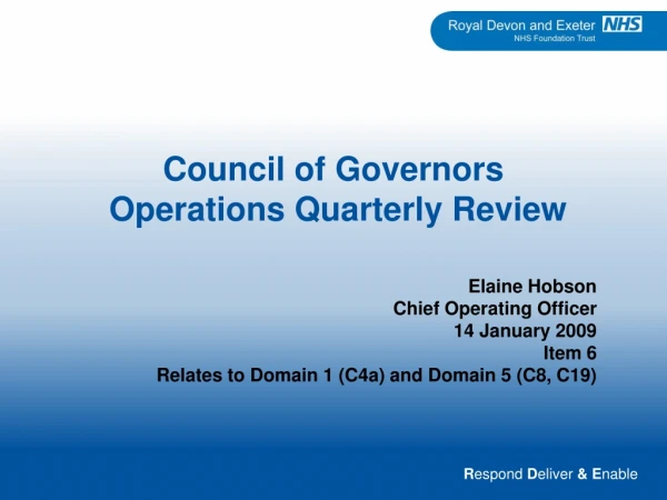 Council of Governors Operations Quarterly Review