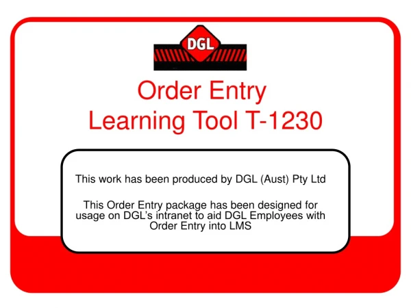 Order Entry Learning Tool T-1230