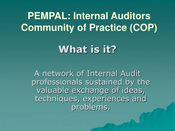 PEMPAL: Internal Auditors Community of Practice (COP)